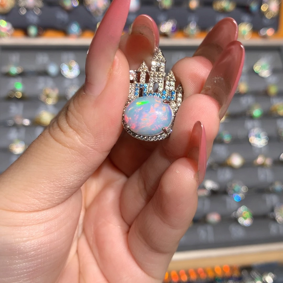 银S925镶嵌欧泊欧泊吊坠l