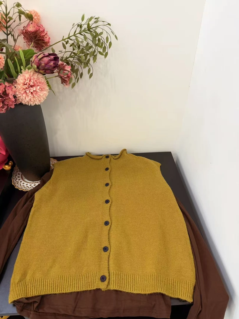 0133-77【蝶谷】开衫马甲+长袖打底两件套