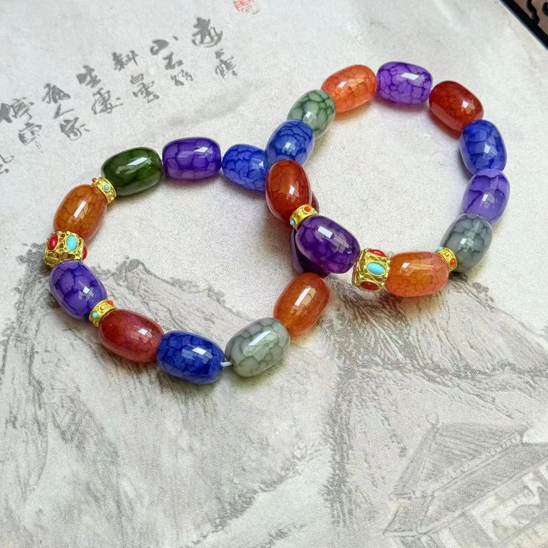 S8140【福嘟嘟】宇宙多彩晶玛瑙手串-送礼佳品-多样性只发一件
