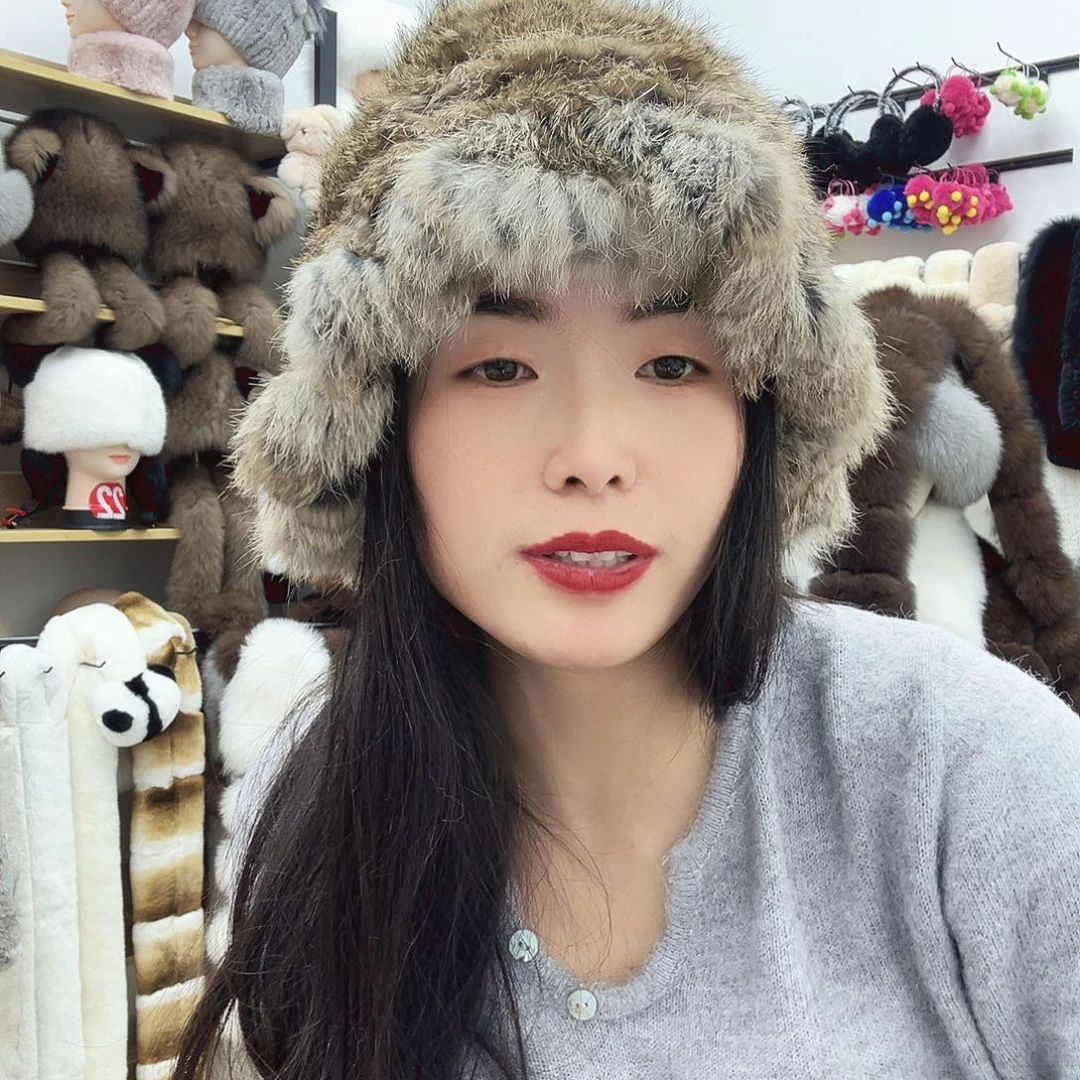 兔毛琥珀色云朵帽小号不退换慎拍