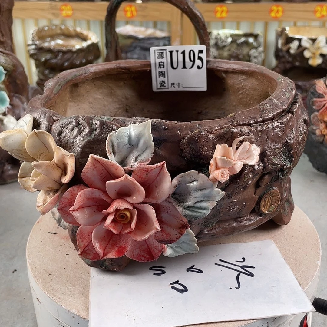 紫砂花盆景德镇陶瓷花盆195