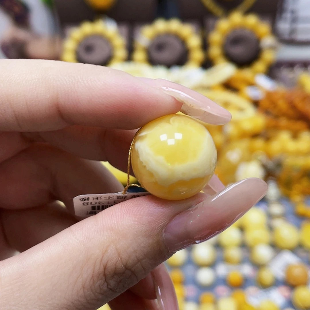 未镶嵌琥珀珠宝奇石18.3mm浓蜡金白妖花.福利款.瑕