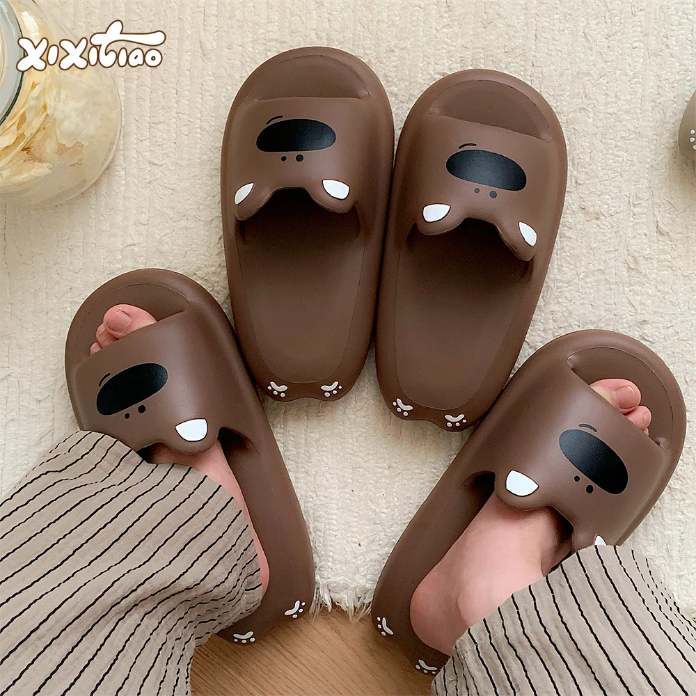 细细条 情侣拖鞋EVA厚底趣味大鼻狗狗男女士夏季室内外可爱凉拖鞋