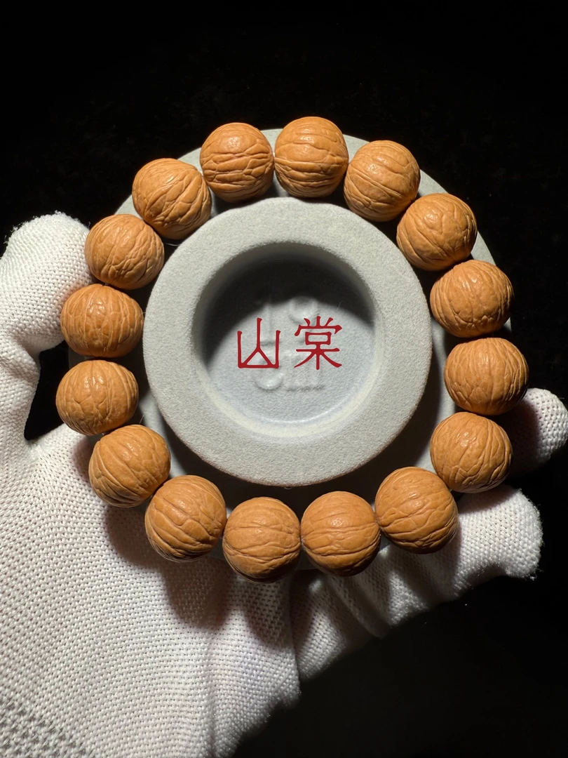 【山棠出品】聚宝盆原皮原色猴头手串精工无瑕无黑高品核桃文玩
