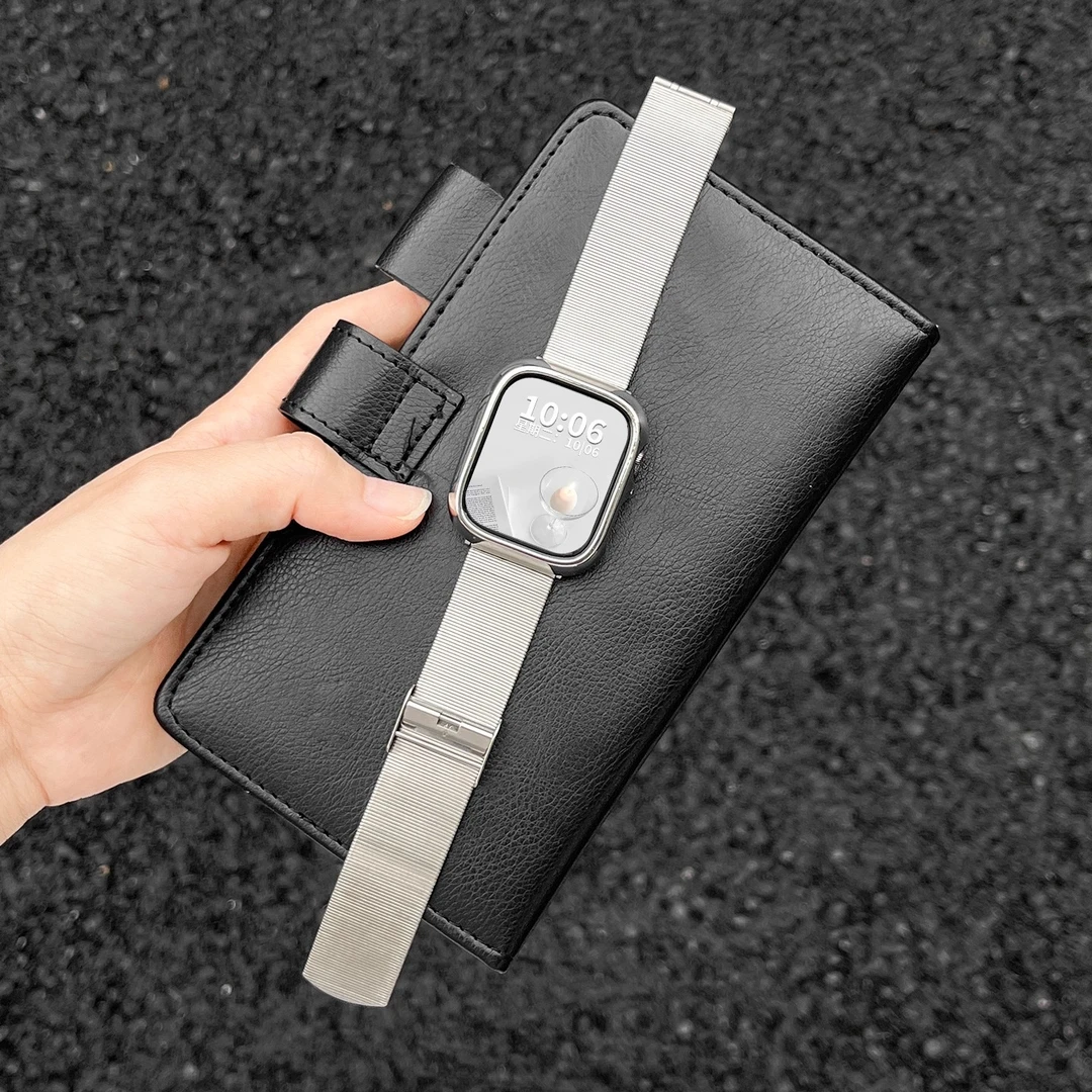 苹果手表适用watchS11表带apple watchS10/s9亮面猫眼s8竹节腕带