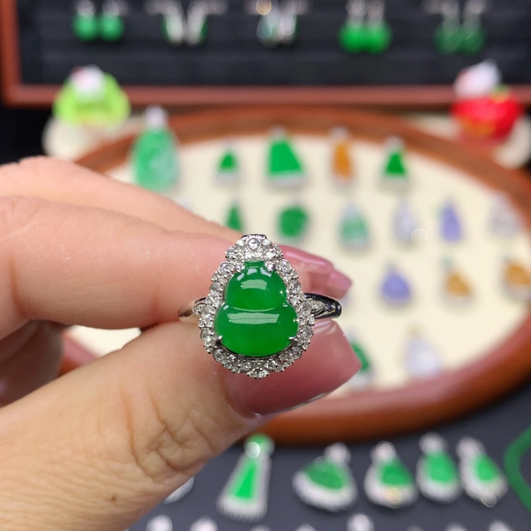 翡翠18K金镶嵌吊坠(不含链)戒指吊坠两用款