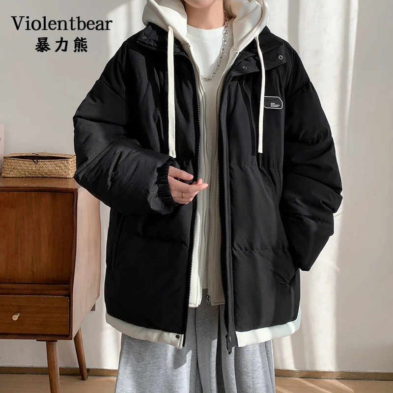 暴力熊2025新款假两件棉服男款冬季宽松潮流加厚保暖棉衣潮牌外套
