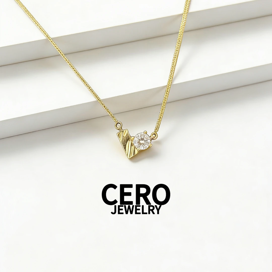 CERO【爱心V型项链】18K金轻奢百搭气质V型钻石项链MD00068