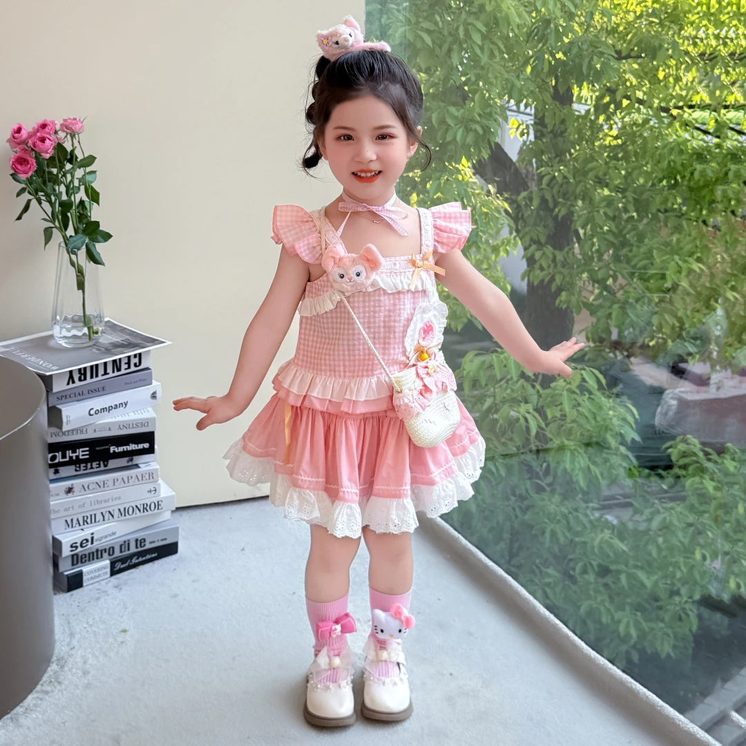 女童夏套装2025新款女宝宝夏季半身裙两件套薄款吊带上衣儿童夏装