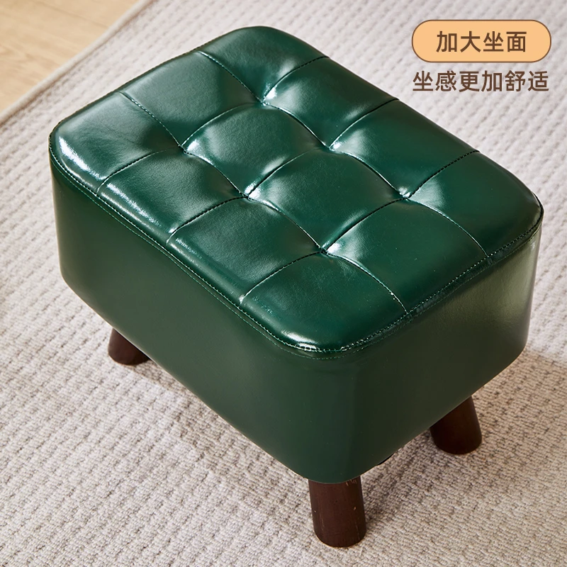 翡翠绿客厅小凳子长方凳简约时尚家用皮凳玄关儿童换鞋凳门口可坐