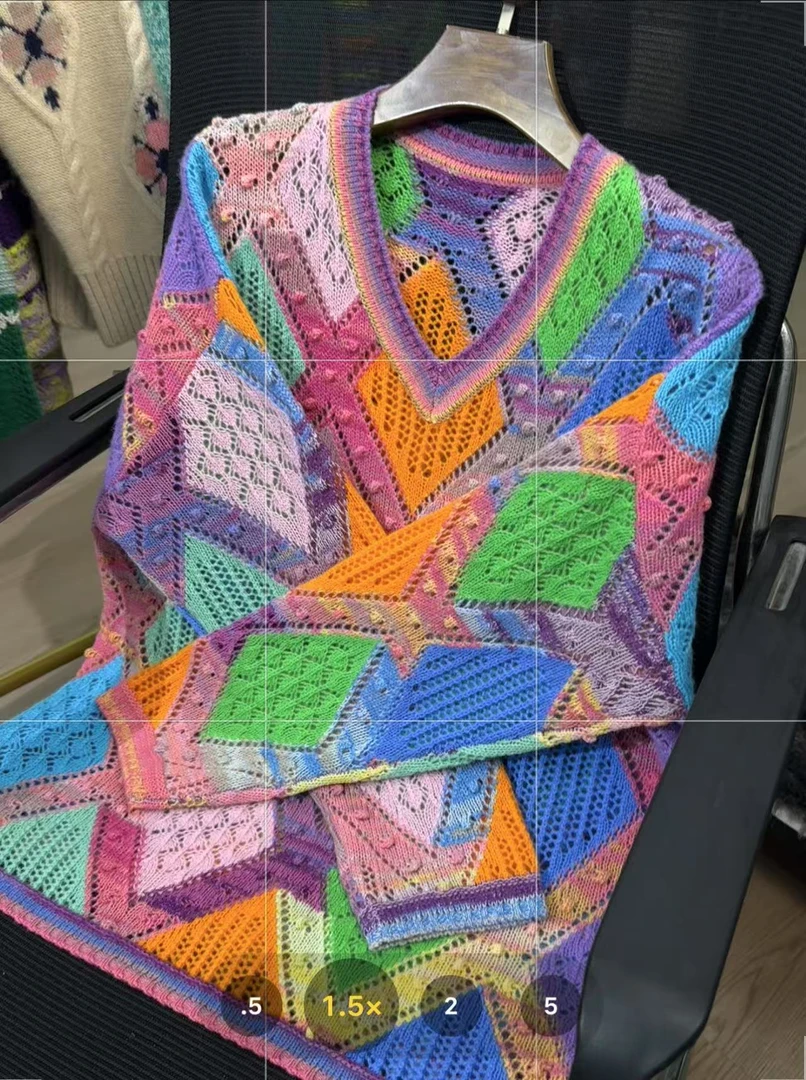 100羊绒✦彩色菱形格网红休闲女士潮流女款秋冬提花羊绒衫针织