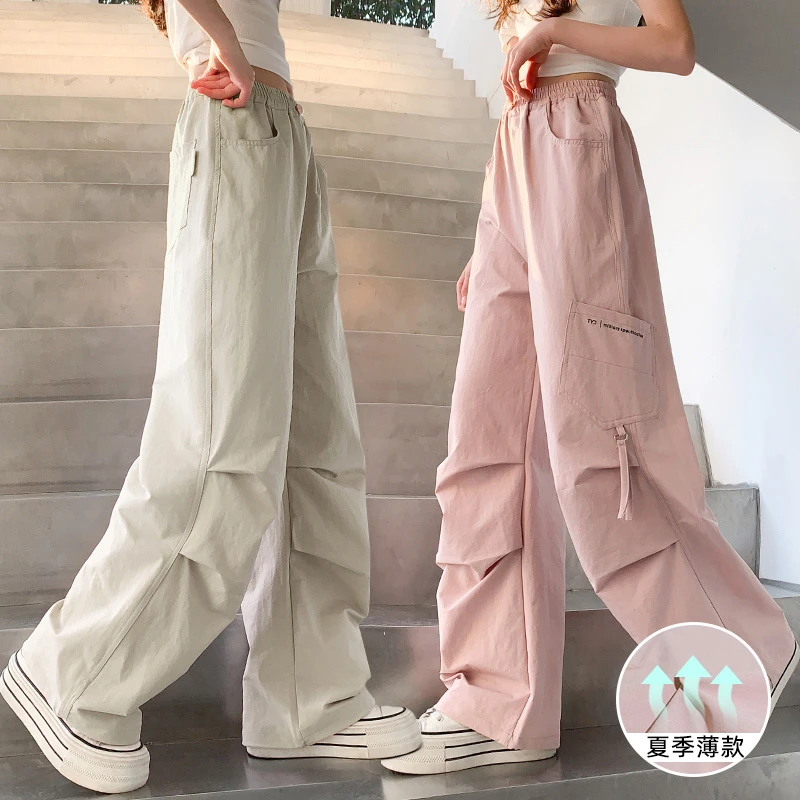 女童夏季裤子2025新款儿童装中大童工装裤防蚊裤夏装潮流薄款速干