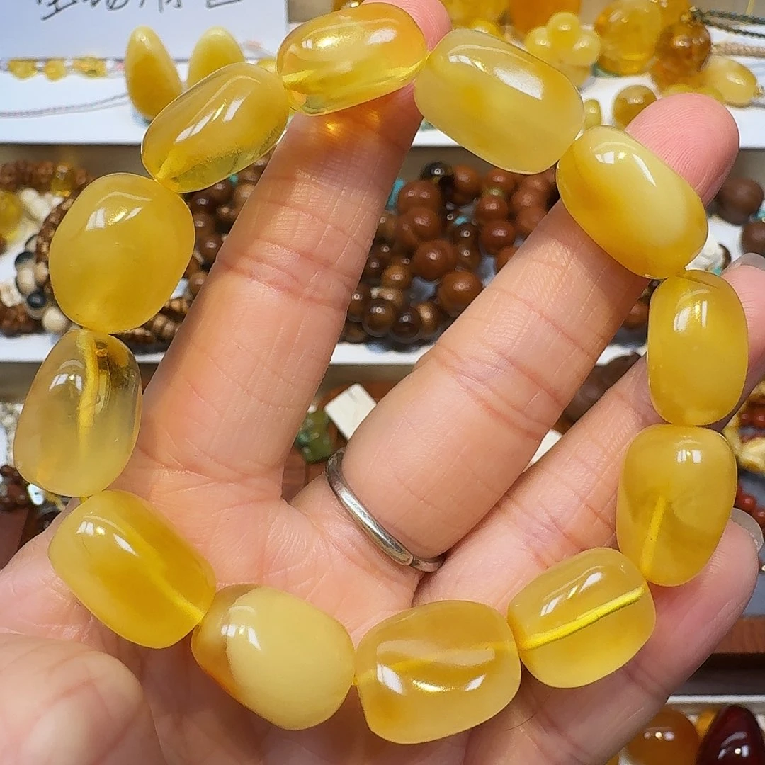 琥珀未镶嵌手链琥珀蜜蜡随形手串