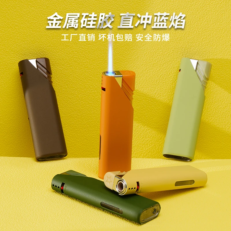 新款幸运猪直冲蓝焰防风打火机金属硅胶加厚支持定制个性创意印字