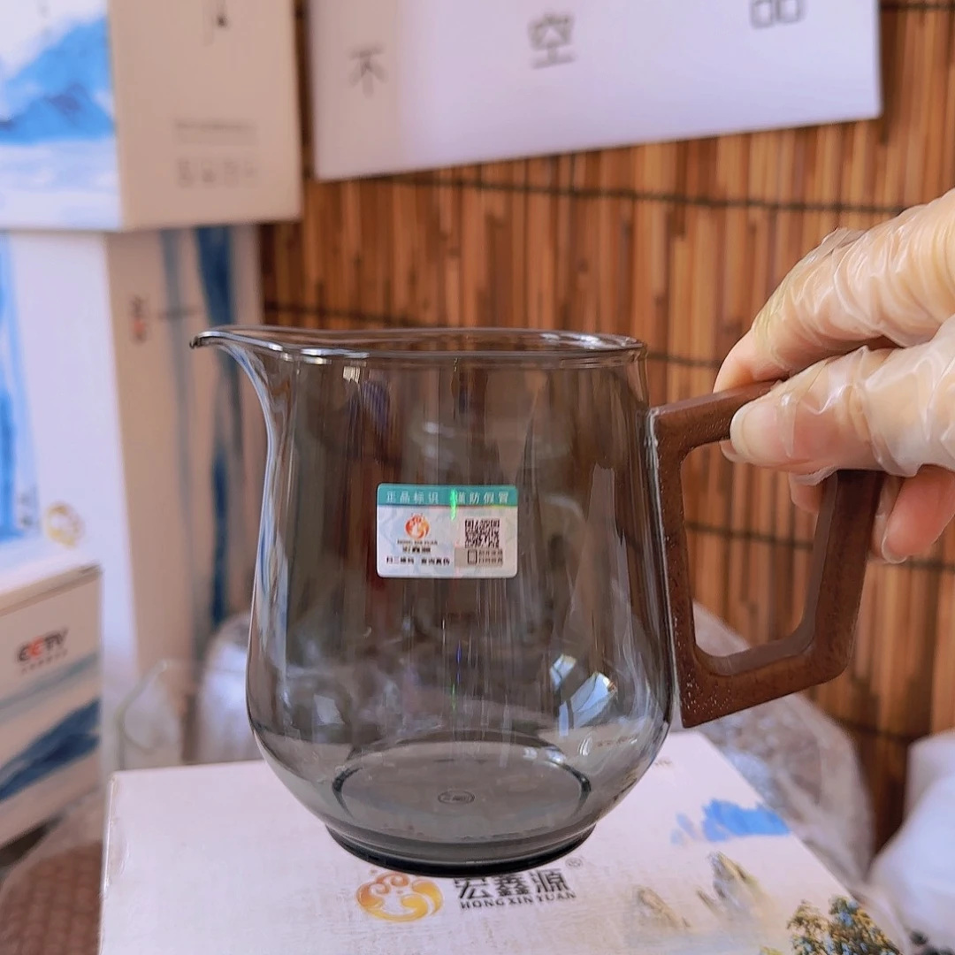 高硼硅玻璃茶水分离款瑕疵明公杯
