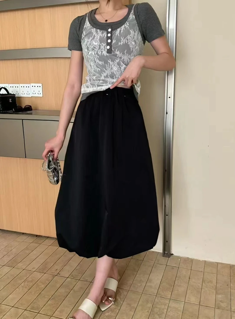 中长款半身裙短裤纯色高腰灯笼裤休闲裤显瘦宽松打底裤韩版防走光