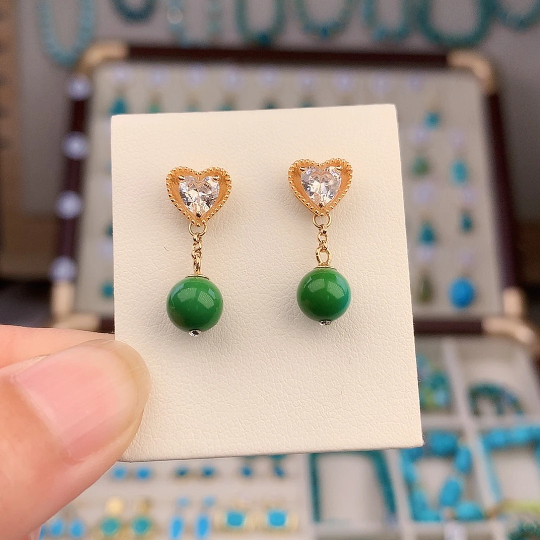 绿松石未镶嵌耳饰