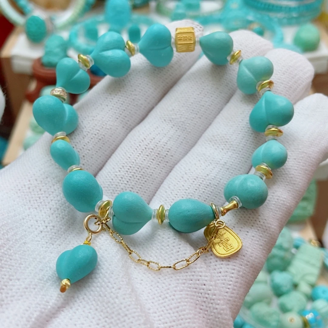 绿松石未镶嵌爱心手串