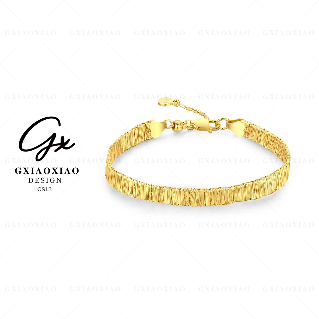 G XIAOXIAO 925银 镀K金 【缠绕纹理】轻奢气质高级百搭手链 CS13