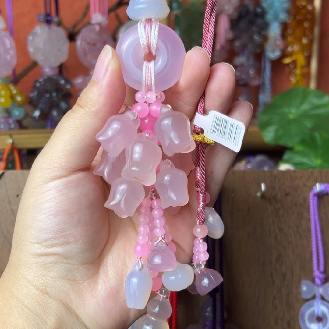 粉色风铃花汽车挂件