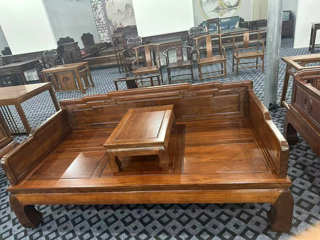 方花国色天香步步高罗汉床榆木实木家庭办公客厅