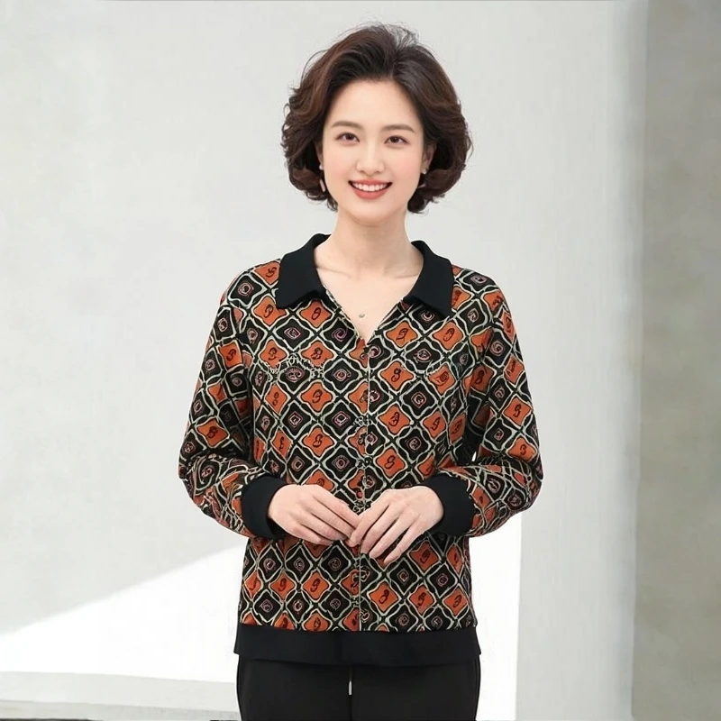 宽松型翻领薄款常规款中老年女装春秋套头衫女士
