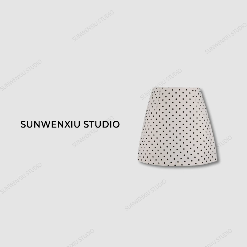 swx studio2店 “甜心少女”夏日清新防走光经典植绒波点松紧腰半裙
