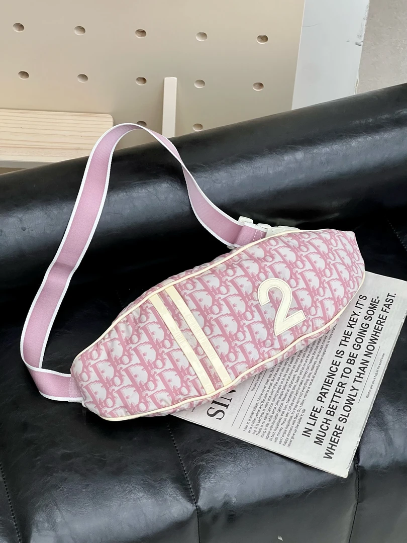 95新 DIOR/迪奥 觅时/粉老花运动腰包/114063