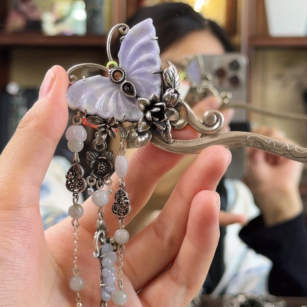 翡翠银S925镶嵌发饰