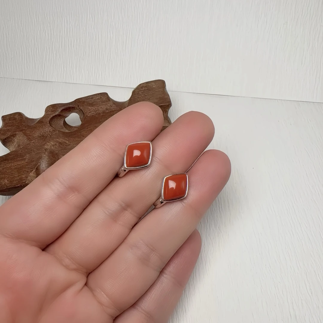 925银耳饰 925银时尚潮流气质菱形耳扣