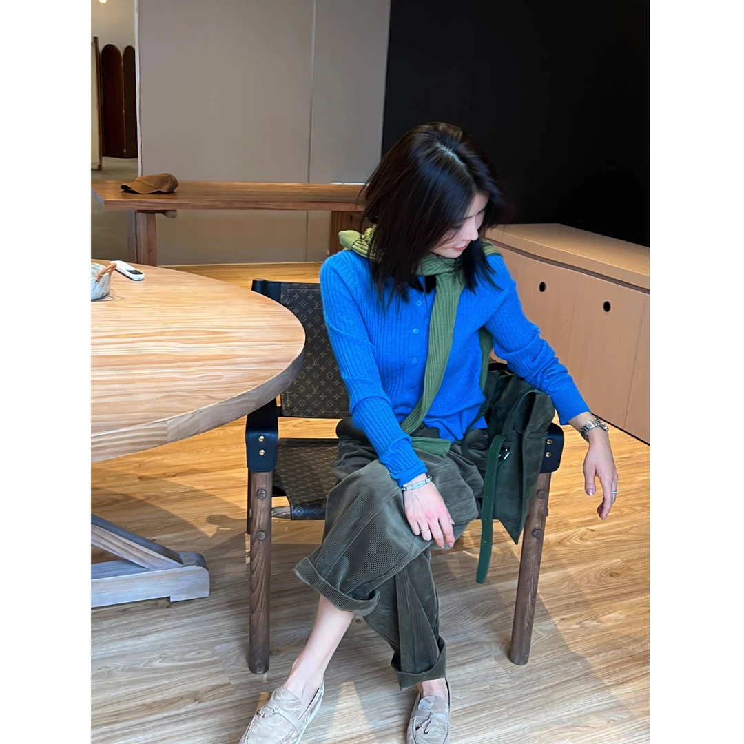 HDD- "针织色彩"  羊毛 秋季女款针织定制百搭开衫毛衣  Y8690