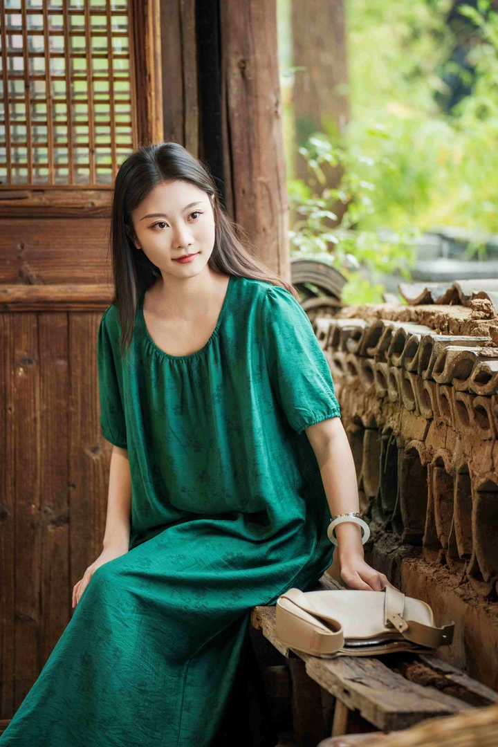 【提花裙有口袋】夏季圆领宽松气质H版提花高克重绵绸连衣裙