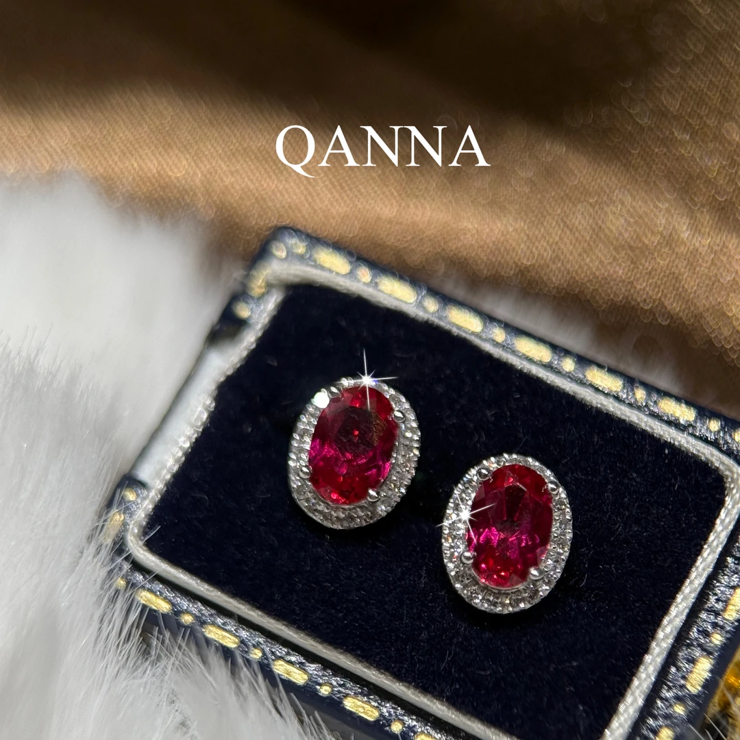 QANNA【红色鸽子蛋】【经典设计款】轻奢小众时尚高级钻石耳钉BV
