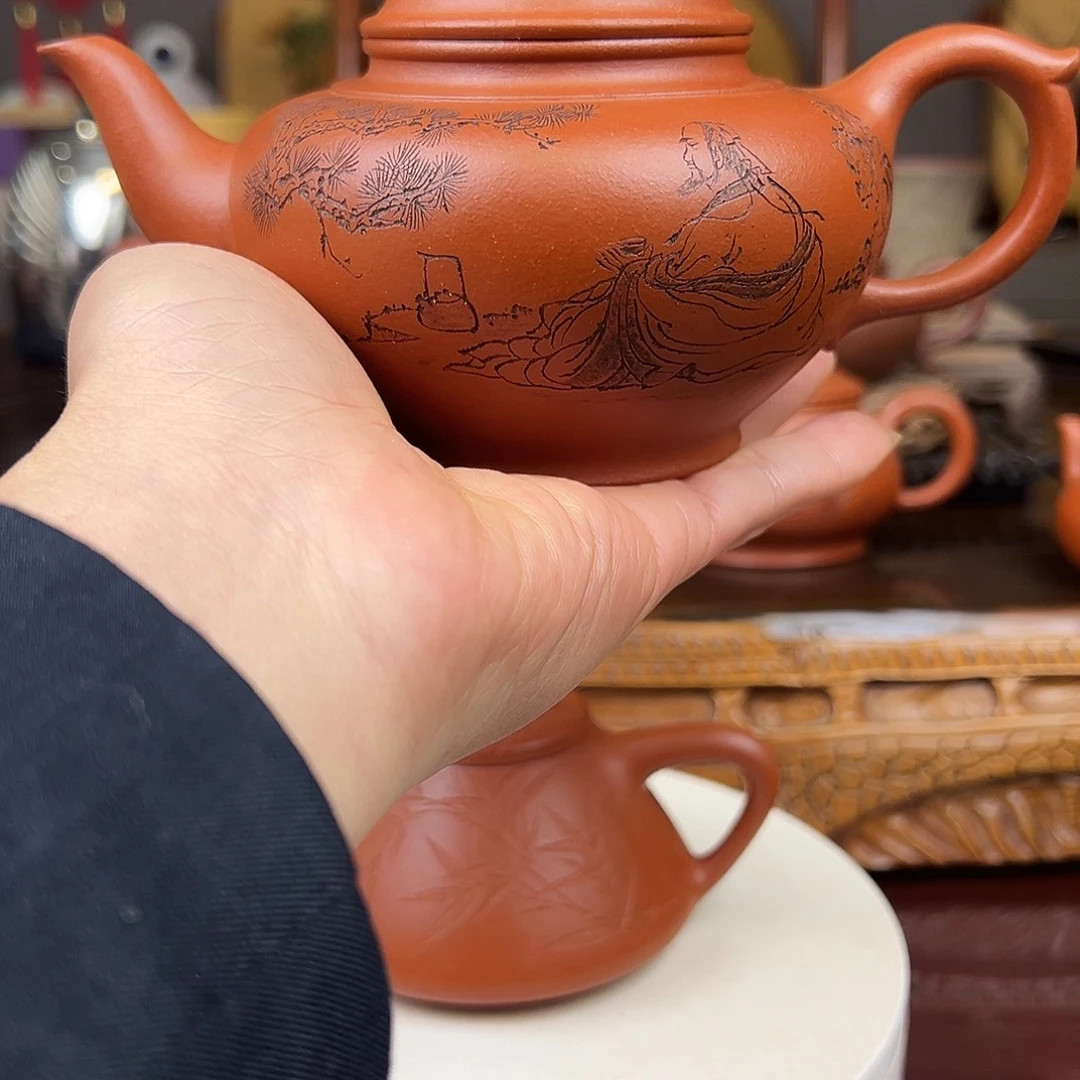 清***石茶壶紫砂原矿米砂油性足