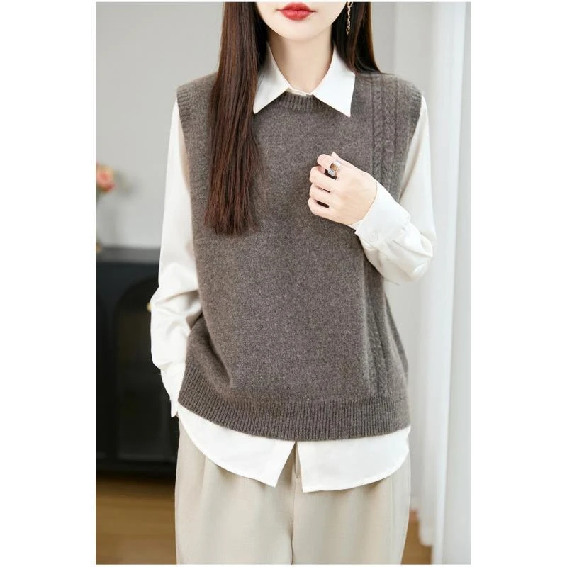 100%羊毛七针变扭圆领羊毛衫YYY2545