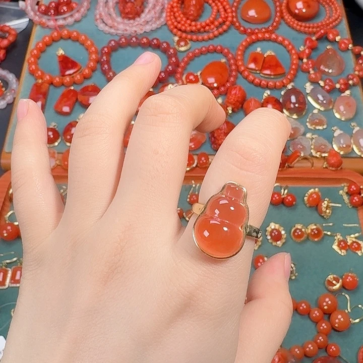 南红玛瑙银S925镶嵌戒指