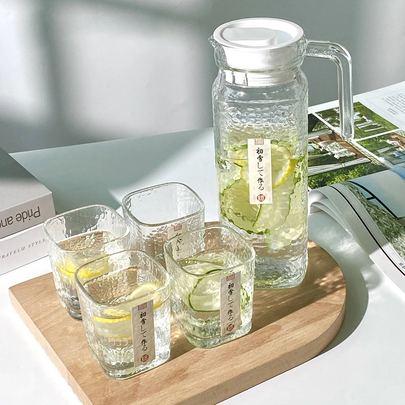 【刘畊宏健康】1壶4杯初雪锤纹爆款玻璃杯冷水壶家用大容量玻璃杯