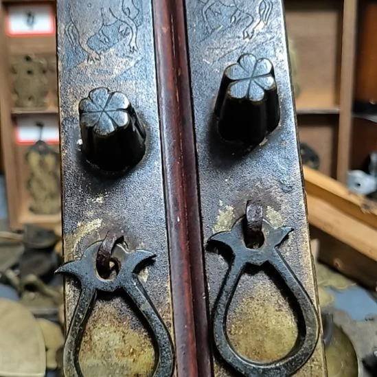 汇***材镀金铜攀一对，包浆自然