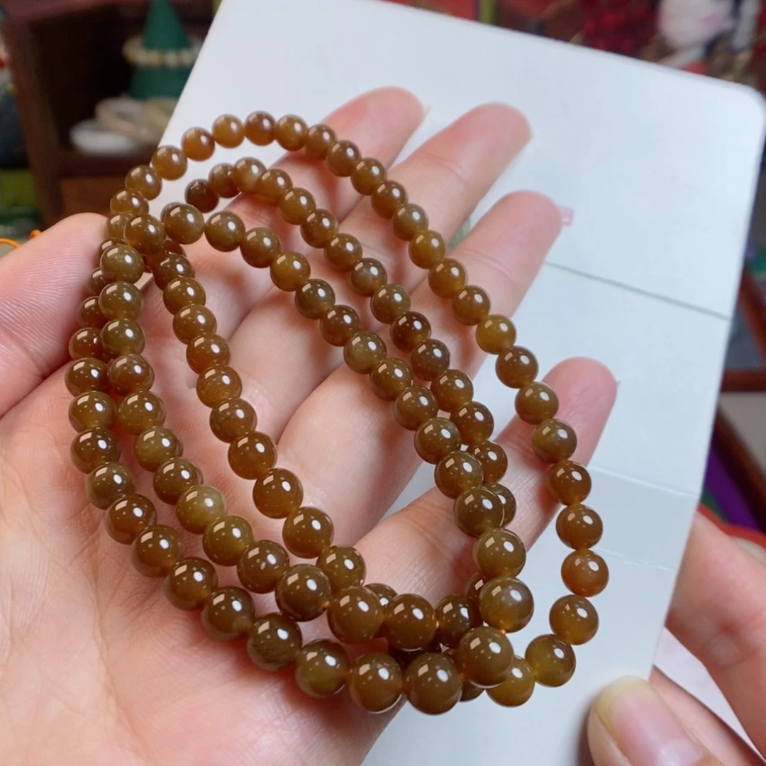 和田玉手链未镶嵌6金山红糖