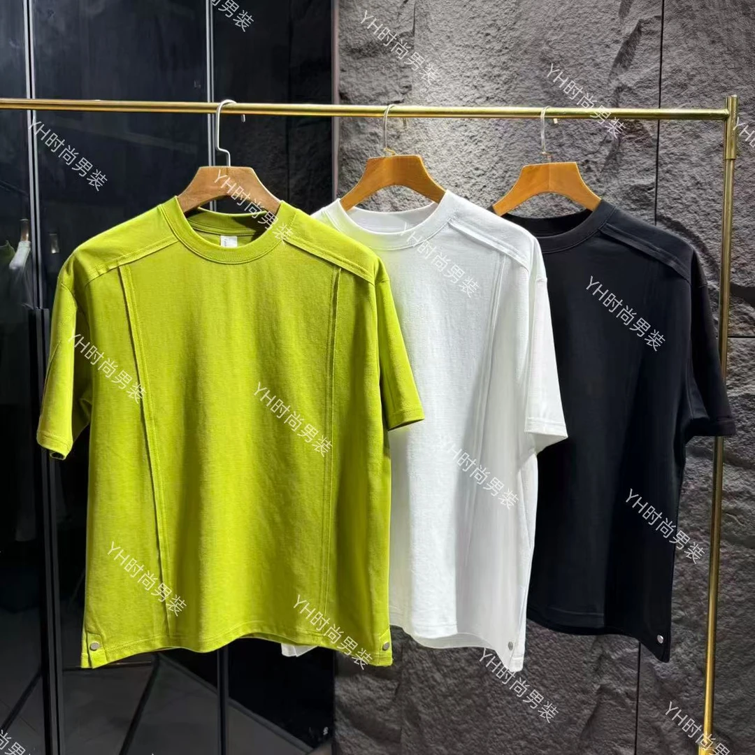 夏季新款时尚潮流设计师简约圆领短袖宽松休闲百搭纯色半袖打底