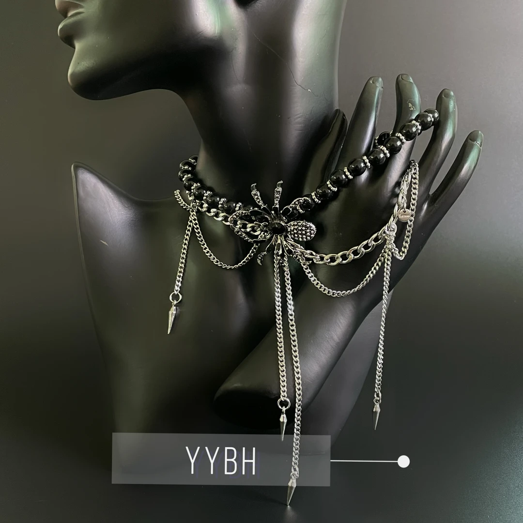 合金项链 1157暗黑朋克风蜘蛛复古个性镶钻时尚小众简约项链颈链