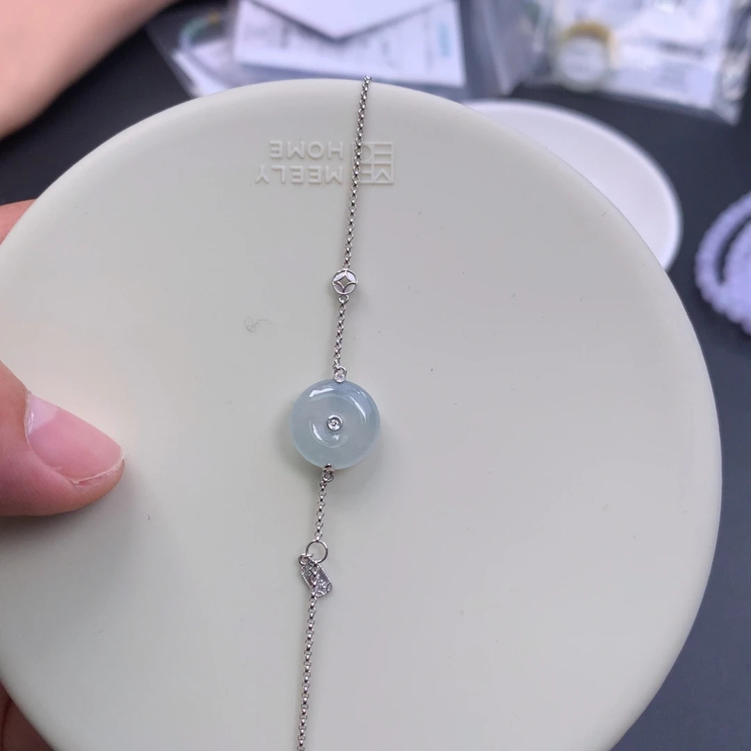 翡翠18K金镶嵌颈饰48小时鉴赏期退货不扣服务费