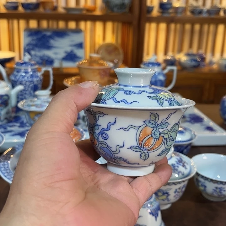 錡镇堂手工手绘绘盖碗