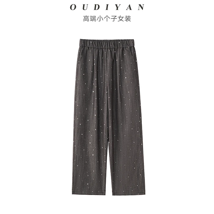 OUDIYAN | 小个子高端女装 秋季新款休闲百搭印花点点窄版阔腿裤