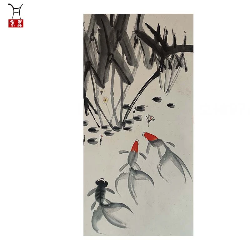 L1053金鱼立轴97x51/4.4平尺