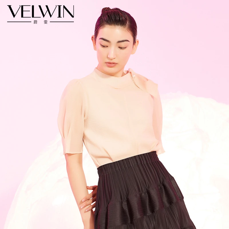 velwin蔚雯女装夏季新款米色舒适上衣LESS433B22