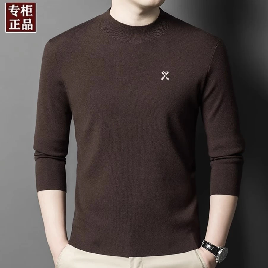 劲霸世家男装2025秋冬男士纯绵羊毛半高领毛衣纯色休闲打底针织衫