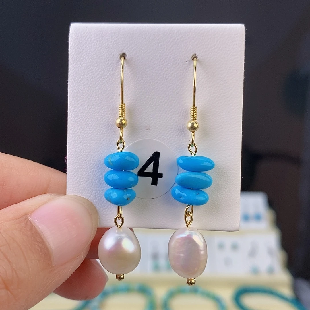 银S925镶嵌绿松石耳饰