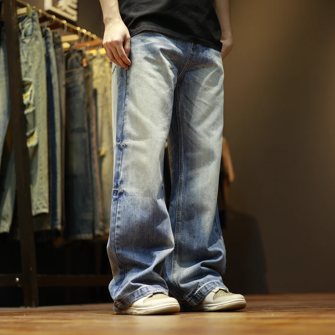 2533宽松水洗复古做旧高街潮流休闲百搭直筒牛仔裤