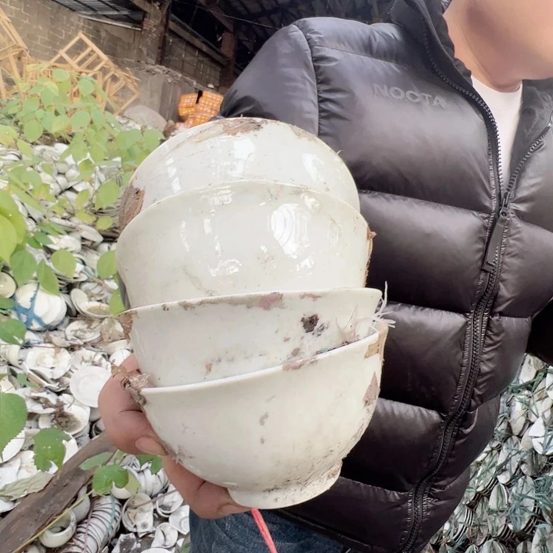 景德镇高温陶瓷4.5寸老白胎米饭碗4只